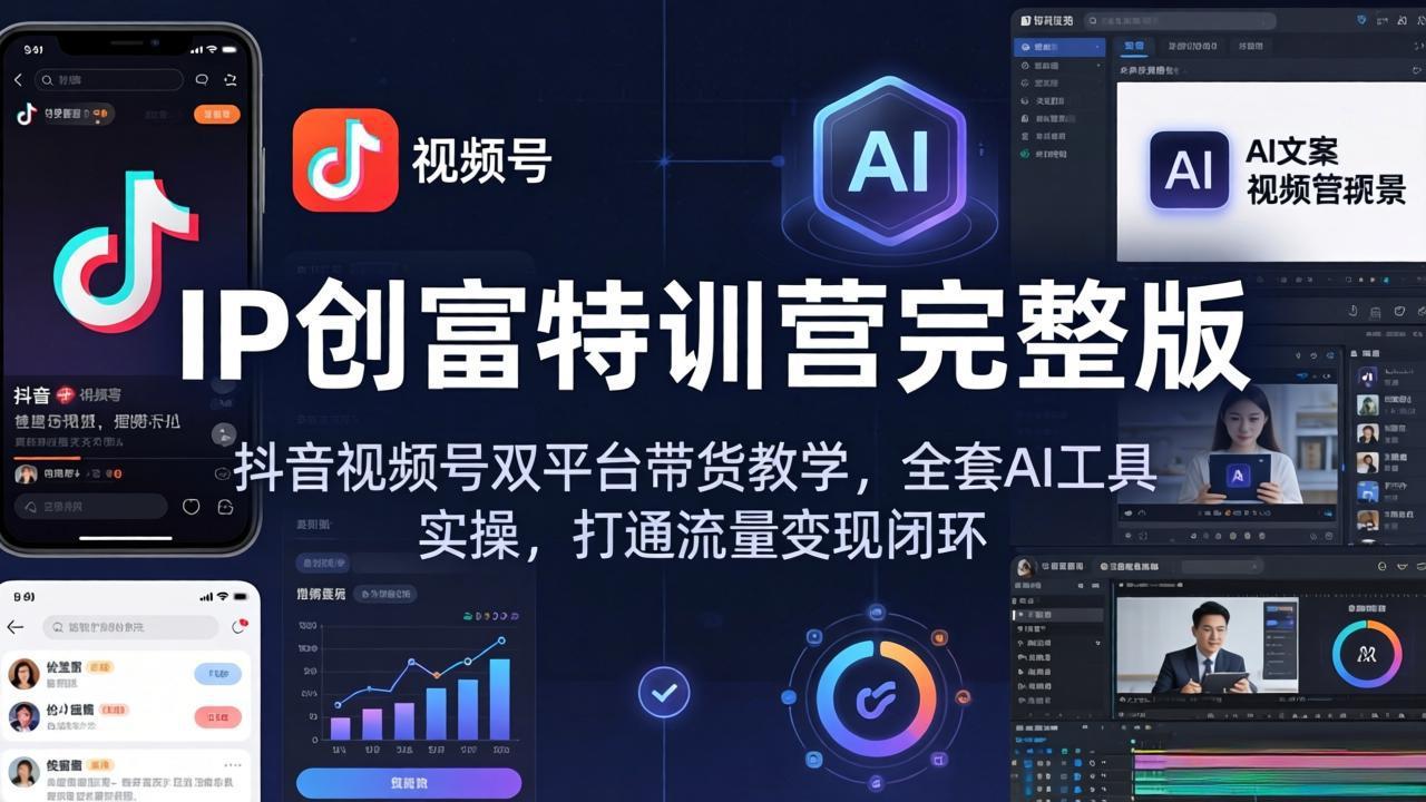 IP创富特训营完整版：抖音视频号双平台带货教学，全套AI工具实操，打通流量变现闭环-源创文化:轻创终点站