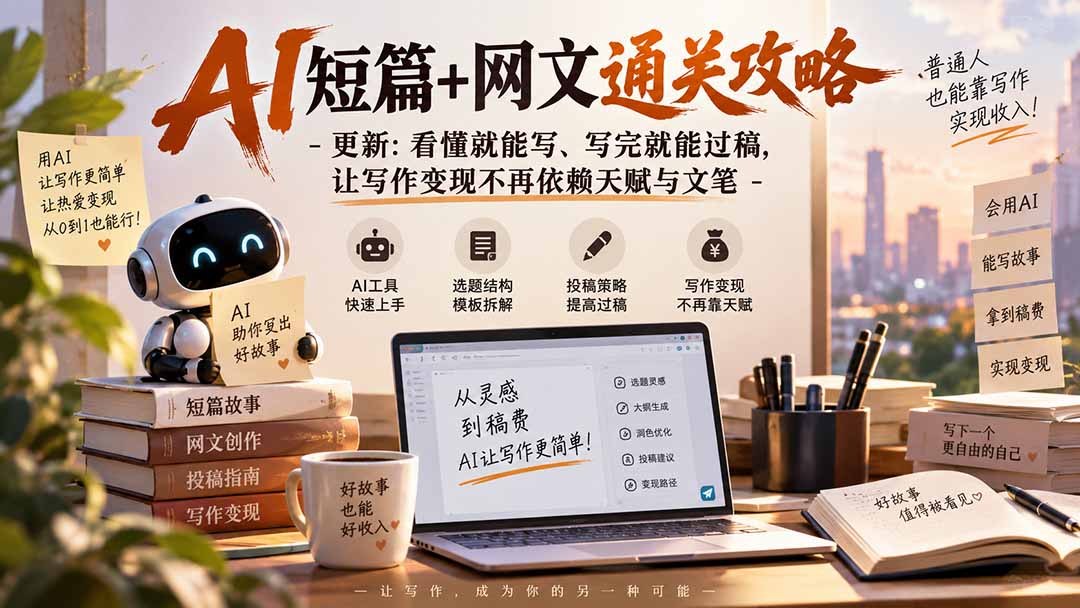 AI短篇+网文通关攻略-更新0921：看懂就能写、写完就能过稿，让写作变现不再依赖天赋与文笔-轻创终点站