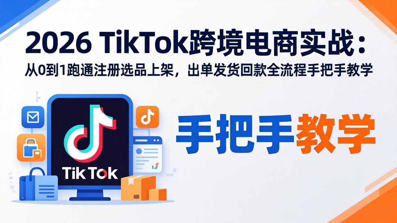 2026TikTok跨境电商实战-更新：从0到1跑通注册选品上架，出单发货回款全流程手把手教学-源创文化:轻创终点站