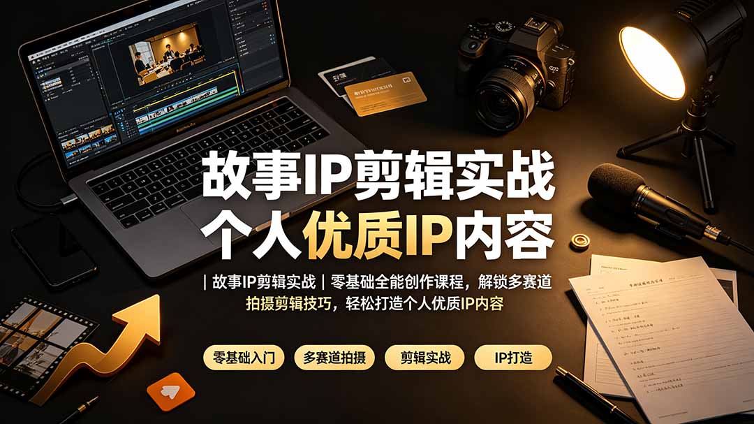 故事IP剪辑实战｜零基础全能创作课程，解锁多赛道拍摄剪辑技巧，轻松打造个人优质IP内容-轻创终点站