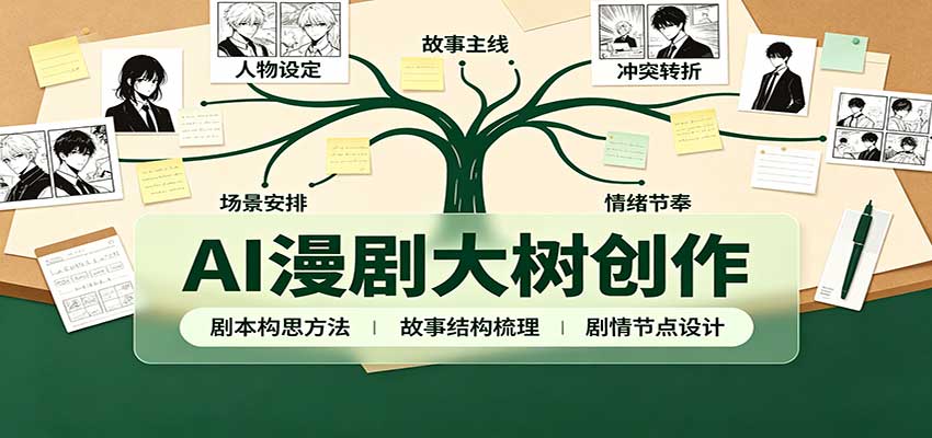 AI漫剧大树创作：剧本构思课程讲解，软件插件配置，配套工具资料完整梳理-轻创终点站