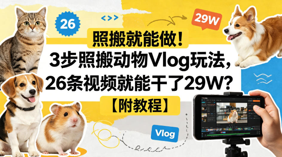 照搬就能做！3步照搬动物Vlog玩法，26条视频就能干了29W？【附教程】【赠coze一键生成工作流】-源创文化:轻创终点站