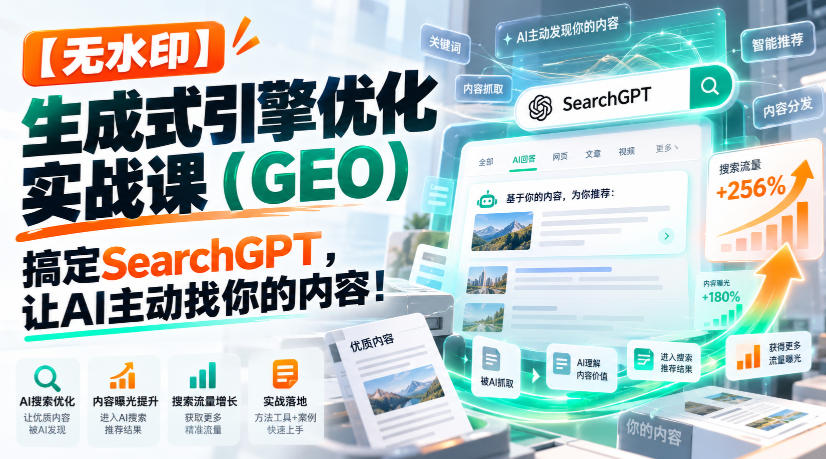 【无水印】生成式引擎优化(GEO)实战课：搞定SearchGPT，让AI主动找你的内容！【原创双语字幕】-轻创终点站