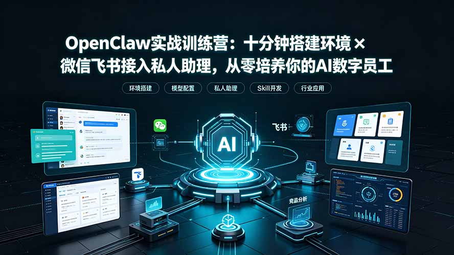 OpenClaw实战特训营:十分钟搭建环境×微信飞书接入私人助理,从零培养你的AI数字员工-源创文化:轻创终点站