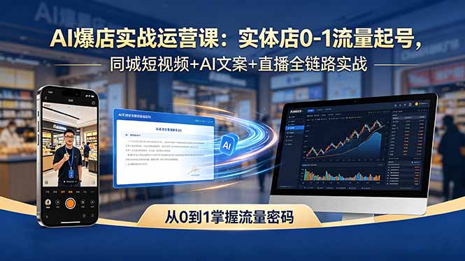 AI爆店实战运营课：实体店0-1流量起号，同城短视频+AI文案+直播全链路实战-源创文化:轻创终点站