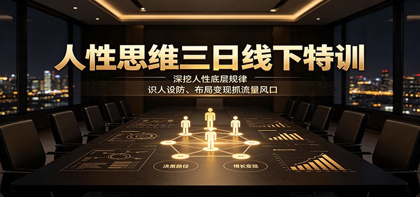 人性思维三日线下特训：深挖人性底层规律，识人设防、布局变现抓流量风口-轻创终点站