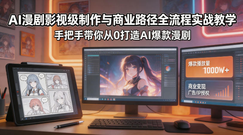 AI漫剧影视级制作与商业路径全流程实战教学，手带你从0打造AI爆款漫剧-源创文化:轻创终点站