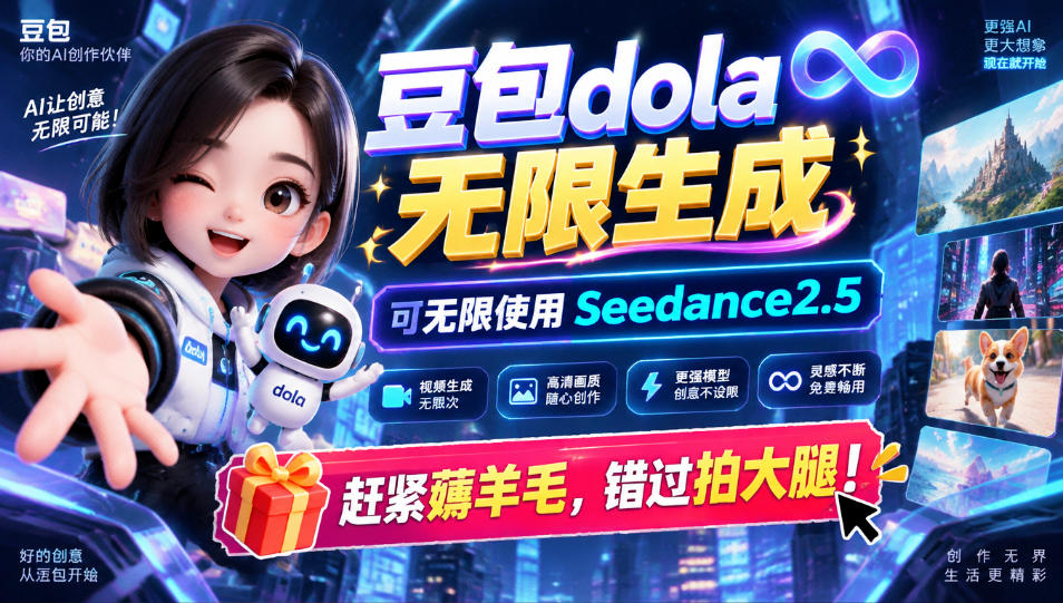1029最新豆包dola无限生成技术，可以无限生成sseedance2.5，赶紧薅羊毛，和谐拍大腿-轻创终点站