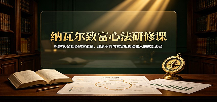 纳瓦尔致富心法研修课：拆解10条核心财富逻辑，理清不靠内卷实现被动收入的成长路径-轻创终点站