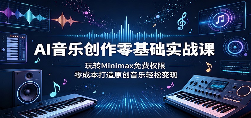 AI音乐创作零基础实战课：玩转Minimax免费权限，零成本打造原创音乐轻松变现-源创文化:轻创终点站