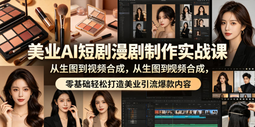 美业AI短剧漫剧制作实战课，从生图到视频合成，零基础轻松打造美业引流爆款内容-源创文化:轻创终点站