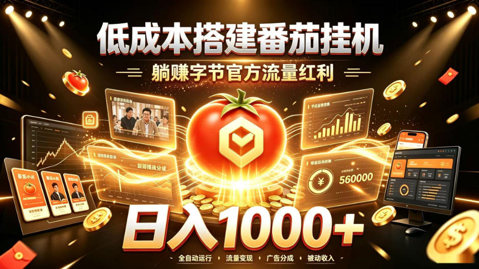 低成本搭建番茄挂G，躺賺字节官方流量红利，日入1k+，全程傻瓜式落地【揭秘】-轻创终点站