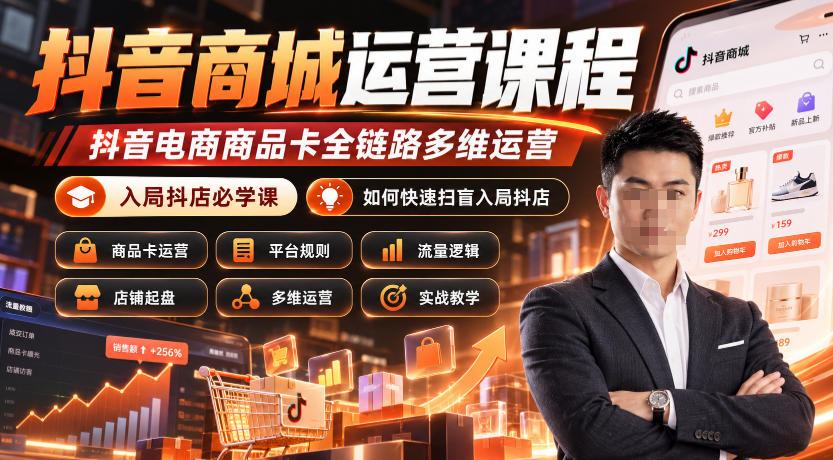 抖音商城运营课程，抖音电商商品卡全链路多维运营，入局抖店必学课， 如何快速扫盲入局抖店(更新1017)-轻创终点站