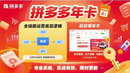 拼多多年卡，拼多多全链路运营底层逻辑，超级爆单术【更新26年8月】-轻创终点站