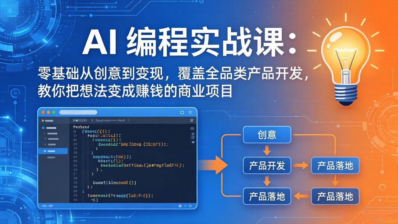 AI编程实战课-第三期-5月3更新：零基础从创意到变现，覆盖全品类产品开发，把想法变成赚钱项目-源创文化:轻创终点站