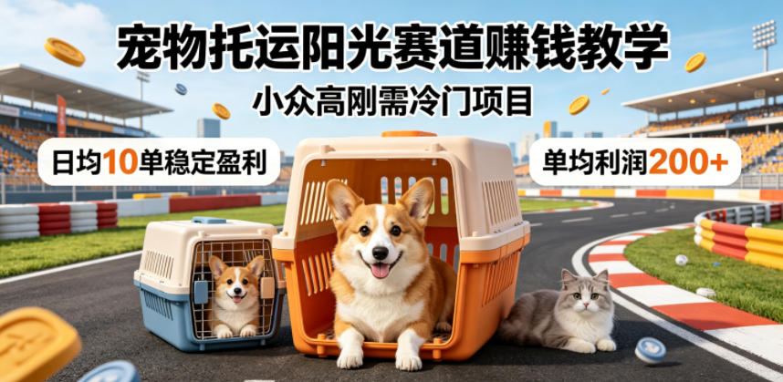 宠物托运阳光赛道賺钱教学，小众高刚需冷门项目，日均10单稳定盈利，单均利润200+-源创文化:轻创终点站