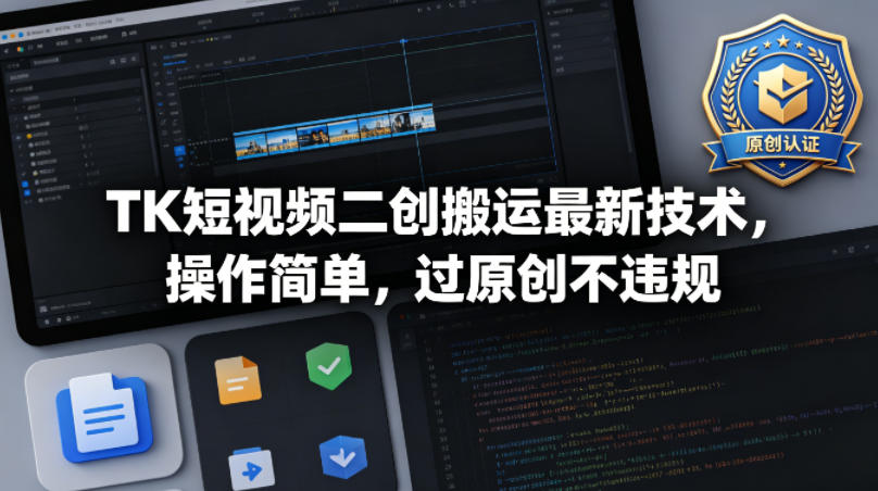 TK短视频二创搬运最新技术，操作简单，过原创不违规-源创文化:轻创终点站