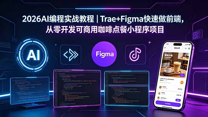 2026AI编程实战教程|Trae+Figma快速做前端,从零开发可商用咖啡点餐小程序项目-源创文化:轻创终点站
