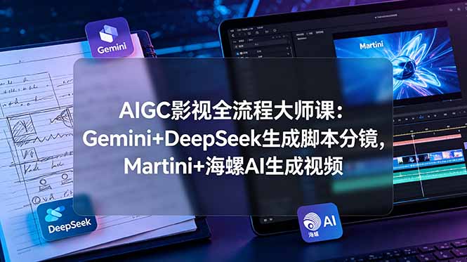 AIGC影视全流程大师课：Gemini+DeepSeek生成脚本分镜，Martini+海螺AI生成视频-源创文化:轻创终点站
