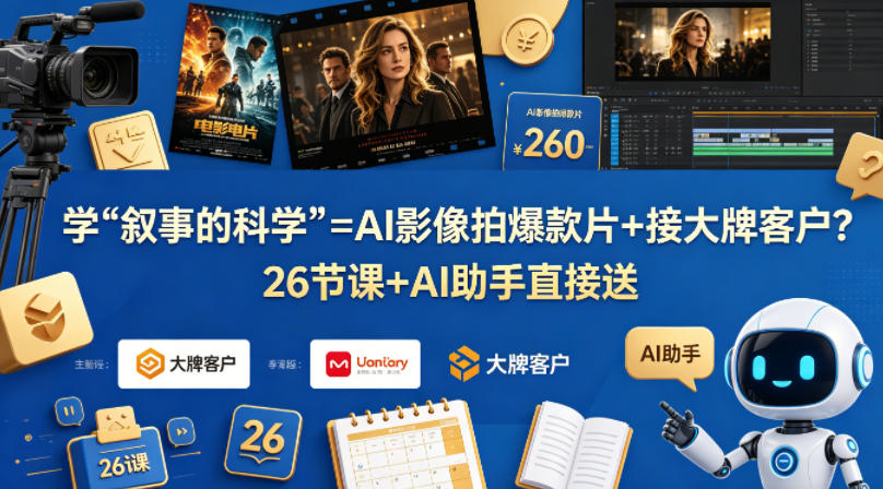学《叙事的科学》=AI影像拍爆款片+接大牌客户？26节课+AI助手直接送【原创双语字幕】-源创文化:轻创终点站