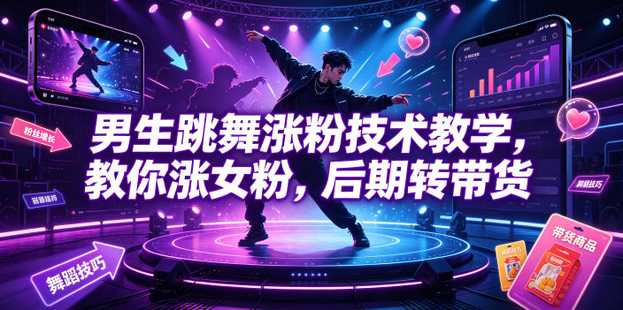 男生跳舞涨粉技术教学,教你涨女粉,后期转带货-源创文化:轻创终点站