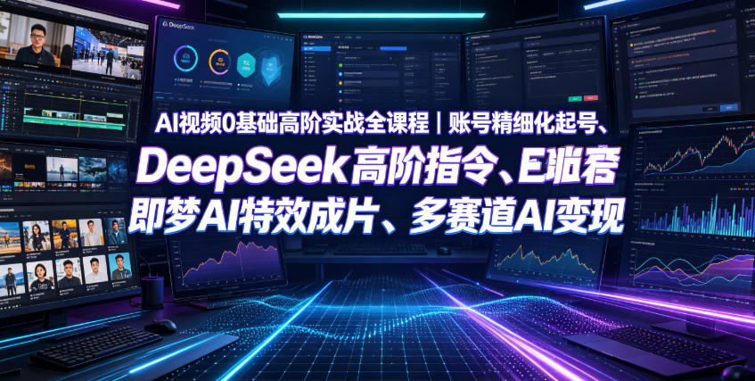 AI视频0基础高阶实战全课程|账号精细化起号、DeepSeek高阶指令、即梦AI特效成片、多赛道AI短视频量产变现-源创文化:轻创终点站
