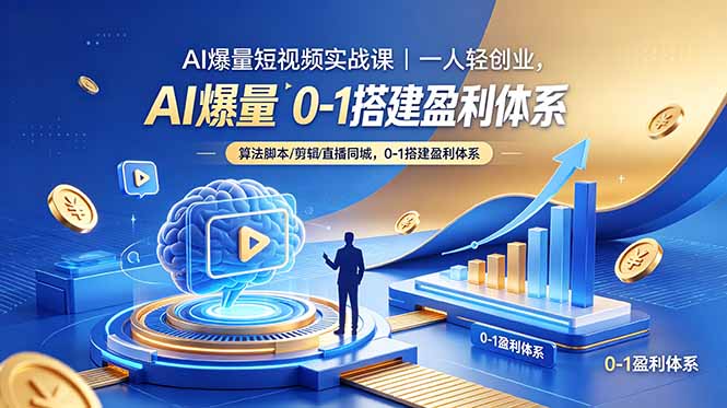 AI爆量短视频实战课｜一人轻创业，算法脚本剪辑直播同城，0-1搭建盈利体系-源创文化:轻创终点站