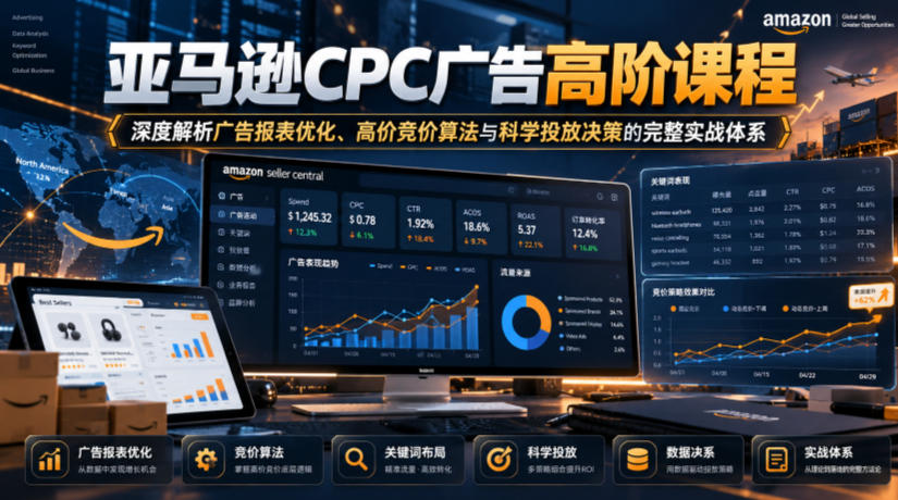 亚马逊CPC广告高阶课程，深度解析广告报表优化、高价竞价算法与科学投放决策的完整实战体系-轻创终点站