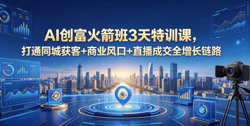 AI创富火箭班3天特训课，打通同城获客+商业风口+直播成交全增长链路，2026年4月新课-源创文化:轻创终点站