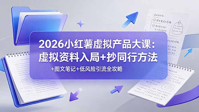 2026小红薯虚拟产品大课：虚拟资料入局+抄同行方法+图文笔记+低风险引流全攻略-源创文化:轻创终点站