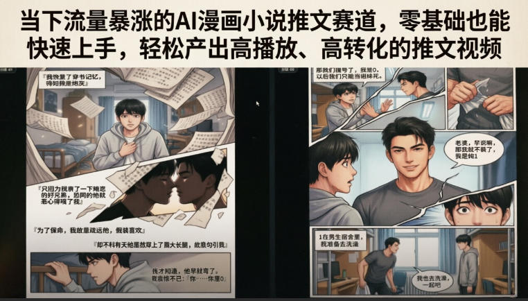 当下流量暴涨的AI漫画小说推文赛道，零基础也能快速上手，轻松产出高播放、高转化的推文视频-源创文化:轻创终点站