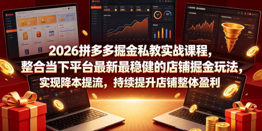 2026拼多多掘金私教实战课程，整合当下平台最新最稳健的店铺掘金玩法，实现降本提流，持续提升店铺整体盈利-源创文化:轻创终点站