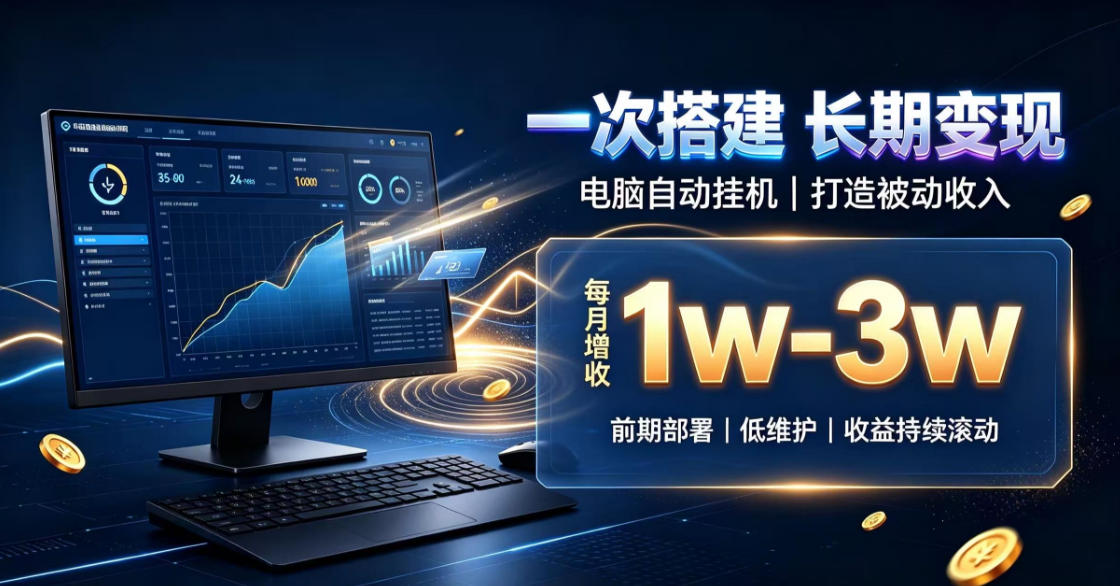 一份投入长期收益，电脑自动挂G类目，搭建被动收入每月增收1w-3w【揭秘】-轻创终点站