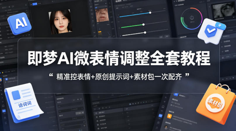 即梦AI微表情调整全套教程，精准控表情+原创提示词+素材包一次配齐-源创文化:轻创终点站
