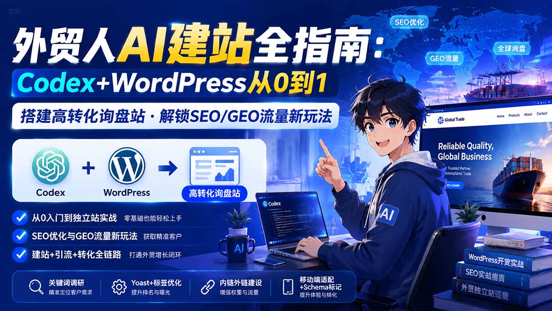 外贸人AI建站全指南：Codex+WordPress从0到1·搭建高转化询盘站·解锁SEO/GEO流量新玩法-更新-轻创终点站