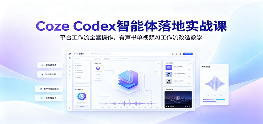 Coze Codex智能体落地实战课:平台工作流全套操作,有声书单视频AI工作流改造教学-源创文化:轻创终点站