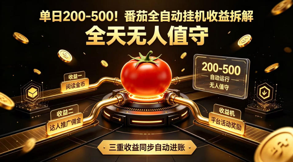 单日200-500！番茄全自动挂G收益拆解，全天无人值守，矩阵操作收益翻倍【揭秘】-源创文化:轻创终点站