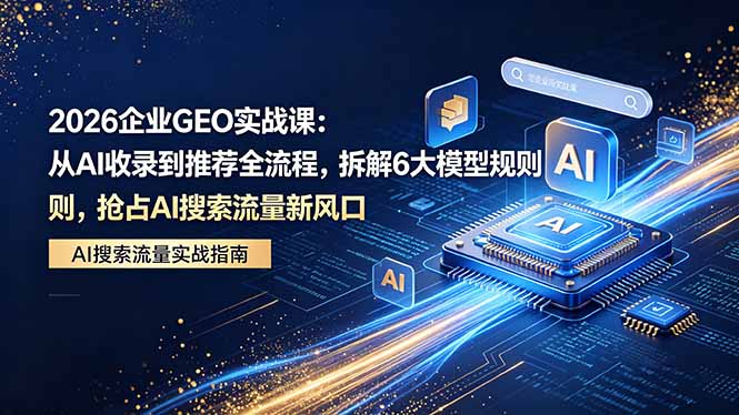 2026 企业GEO实战课：从AI收录到推荐全流程，拆解6大模型规则，抢占 AI 搜索流量新风口-源创文化:轻创终点站