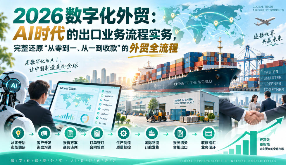 2026数字化外贸：AI时代的出口业务流程实务，完整还原”从零到一、从一到收款”的外贸全流程-轻创终点站