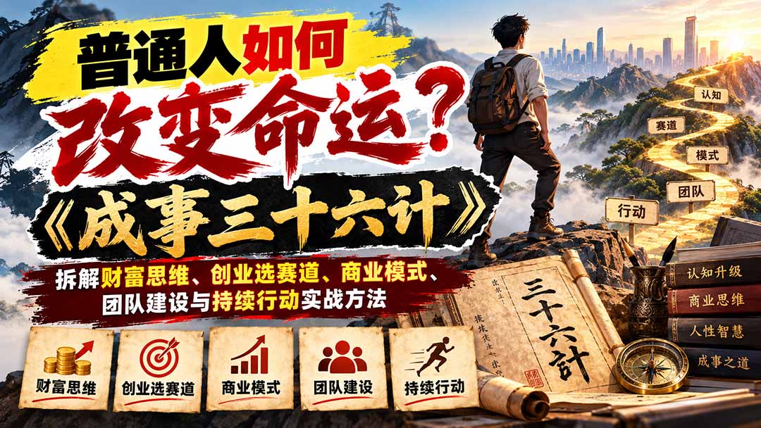 普通人如何改变命运？《成事三十六计》拆解财富思维、创业选赛道、商业模式、团队建设与持续行动实战方法-轻创终点站