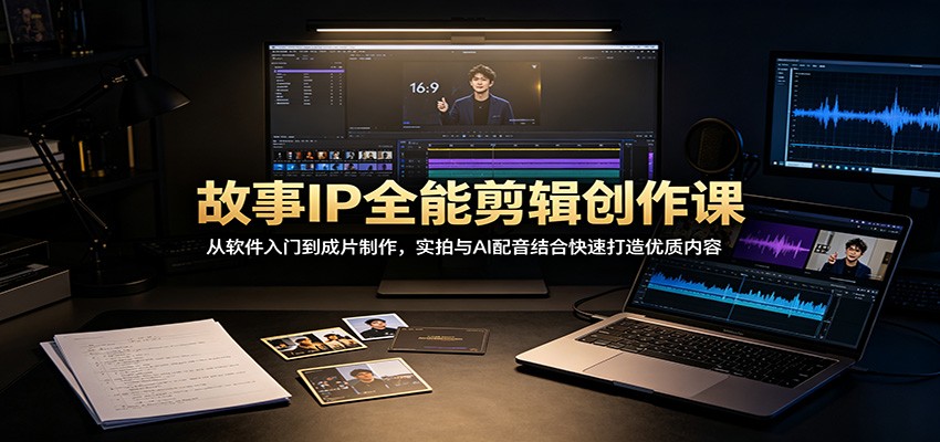故事IP全能剪辑创作课：从软件入门到成片制作，实拍与AI配音结合快速打造优质内容-轻创终点站