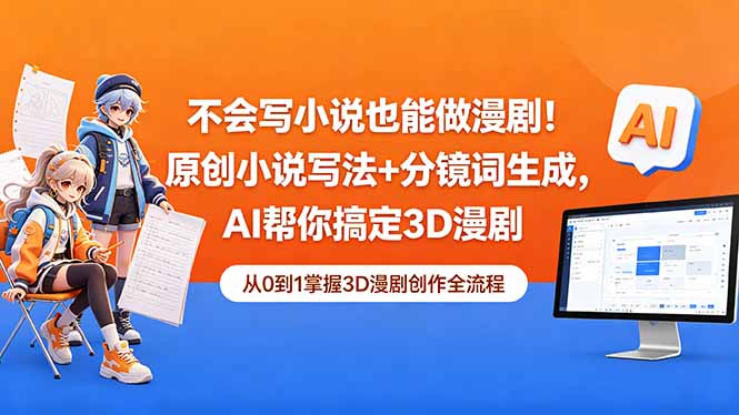 不会写小说也能做漫剧!原创小说写法+分镜词生成,AI帮你搞定3D漫剧-源创文化:轻创终点站