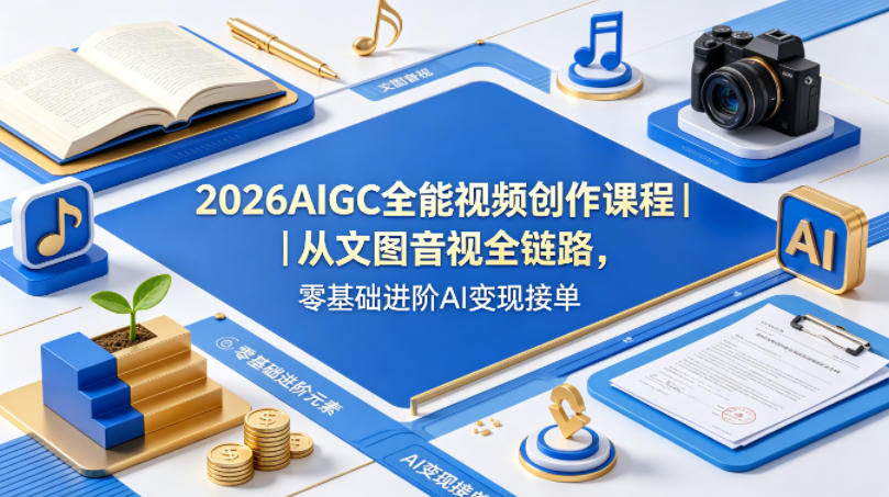 2026AIGC全能视频创作课程｜从文图音视全链路，零基础进阶AI变现接单-源创文化:轻创终点站