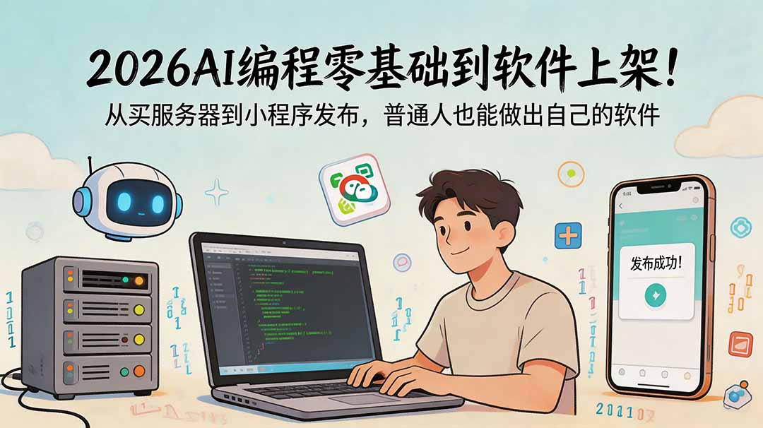 2026AI编程零基础到软件上架！从买服务器到小程序发布，普通人也能做出自己的软件-源创文化:轻创终点站