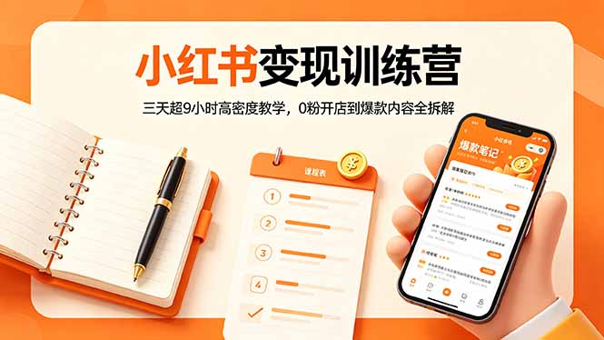 小红书变现训练营：三天超9小时高密度教学，0粉开店到爆款内容全拆解-源创文化:轻创终点站