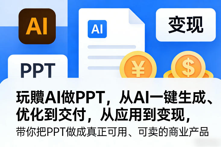 玩賺AI做PPT，从AI一键生成、优化到交付，从应用到变现，带你把PPT做成真正可用、可卖的商业产品(更新0421)-源创文化:轻创终点站