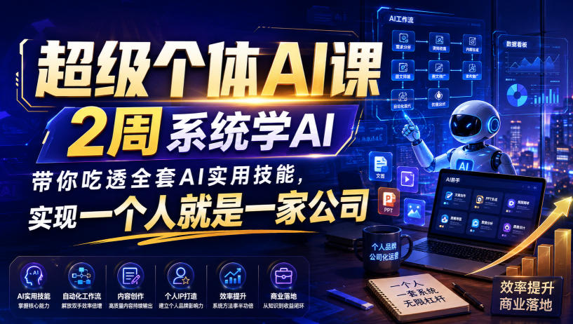 超级个体AI课，2周系统学AI，带你吃透全套AI实用技能，实现一个人就是一家公司(更新0818)-轻创终点站