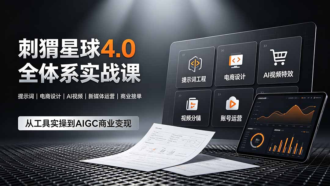 刺猬星球4.0全体系实战课,覆盖提示词工程、电商设计、AI视频特效与新媒体运营,一站式掌握AIGC商业核心技能-源创文化:轻创终点站