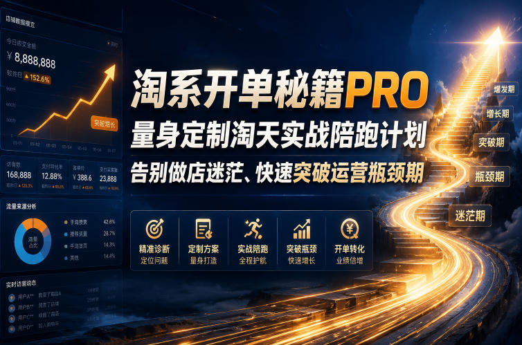 淘系开单秘籍PRO，量身定制淘天实战陪跑计划，告别做店迷茫、快速突破运营瓶颈期(更新20260728)-轻创终点站