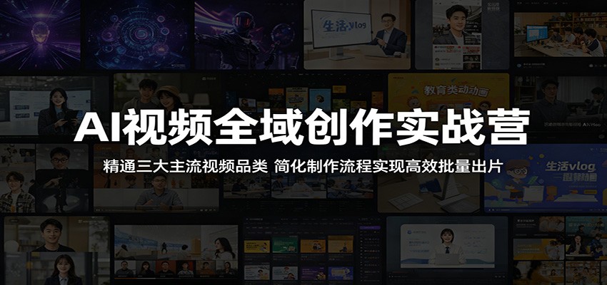 AI视频全域创作实战营：精通三大主流视频品类，简化制作流程实现高效批量出片-源创文化:轻创终点站